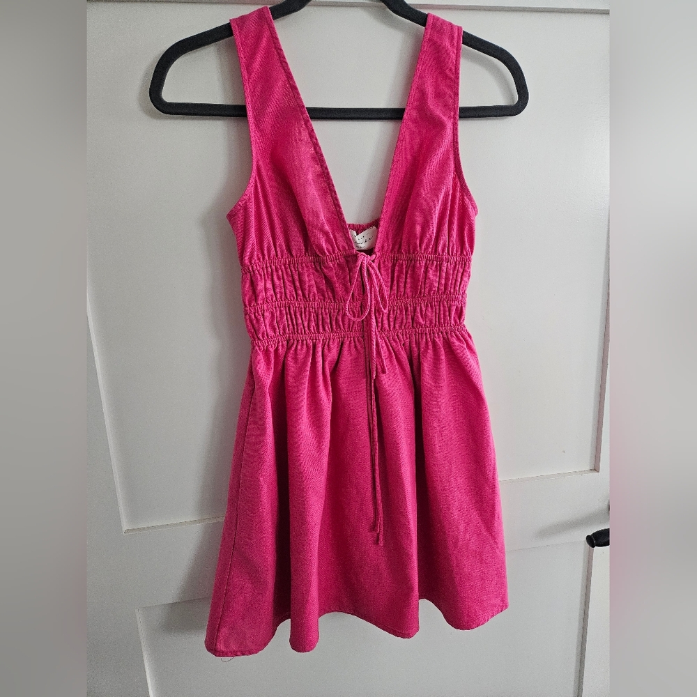 American Threads Fuchsia Tie-Front Top